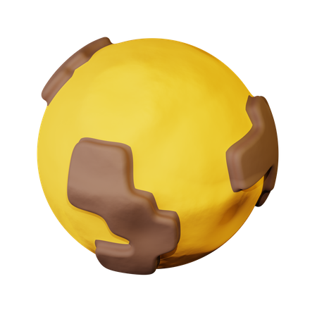 Yellow Planet  3D Icon