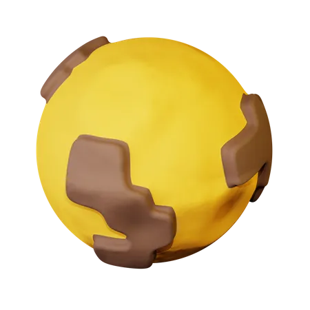 Yellow Planet  3D Icon