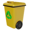 Yellow Recycling Bin With Green Logo