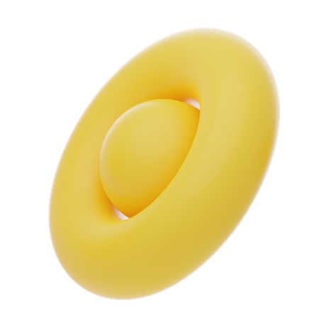 Yellow Soft Body Ball With Ring Shape  3D Icon