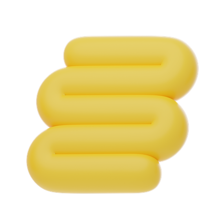 Yellow Soft Body Wavy Line Shape  3D Icon