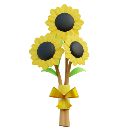 Yellow Sunflowers Bouquet  3D Icon