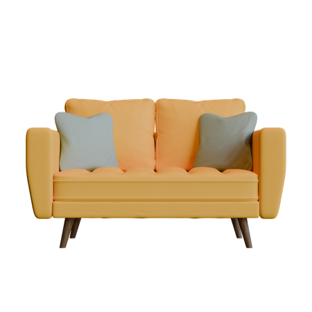 Yellow Two Seater Sofa  3D Icon