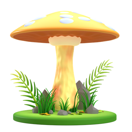 Mushrooms Yellow umbrella  3D Icon