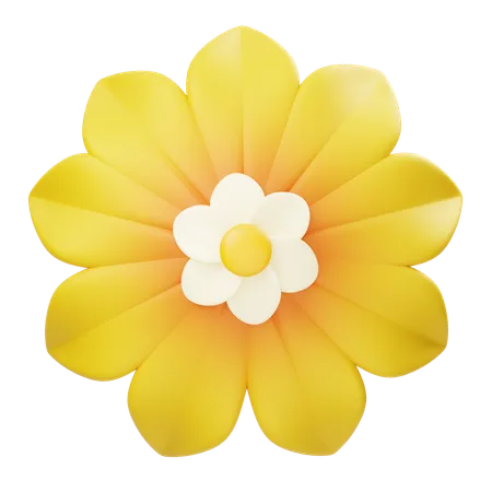 Yellow White Flower  3D Icon