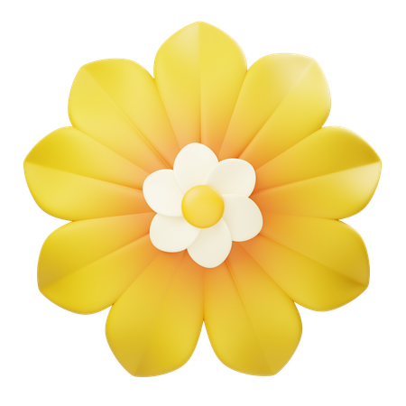 Yellow White Flower  3D Icon