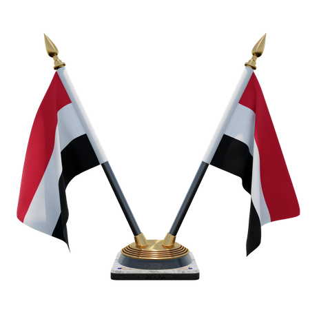 Yemen Double (V) Desk Flag Stand  3D Icon