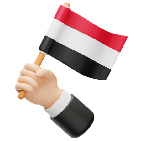 Yemen flag in hand  3D Icon