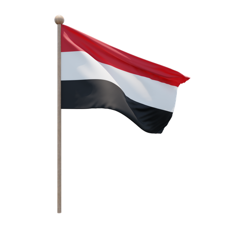 Yemen Flag Pole  3D Illustration
