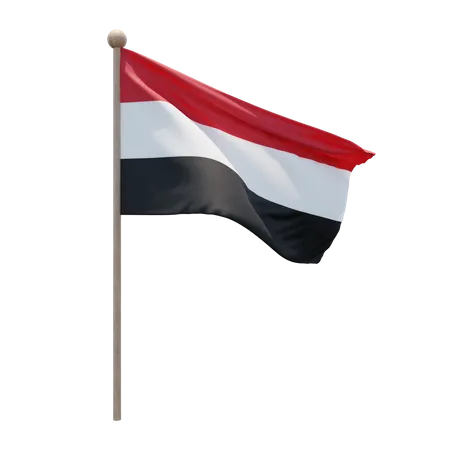 Yemen Flag Pole  3D Illustration