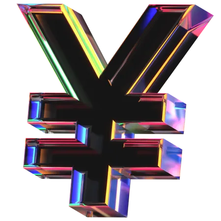3 D Icon Of A Glass Yen Sign 3D Icon