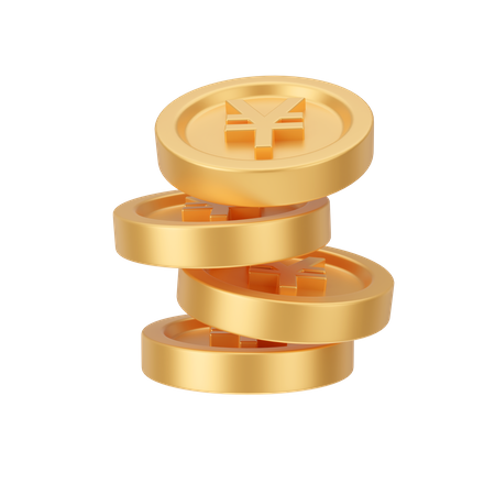 Yen Coins Stack  3D Illustration