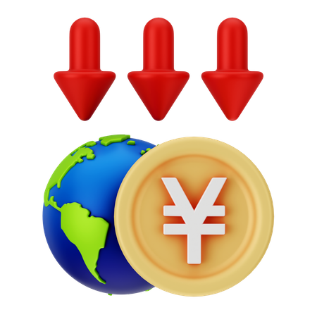 Yen Down  3D Icon