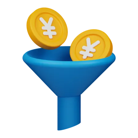 Embudo de monedas de yenes  3D Icon