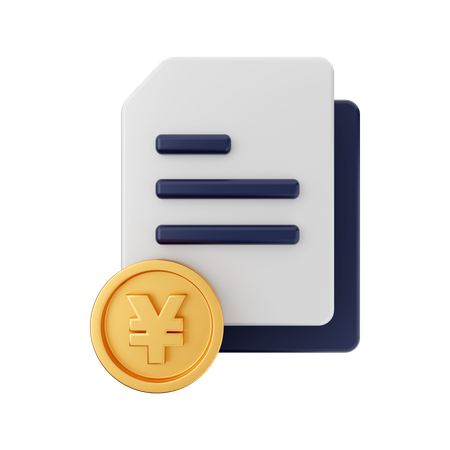 Yen Report File  3D Illustration