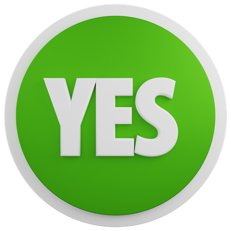 Yes Green Button  3D Illustration