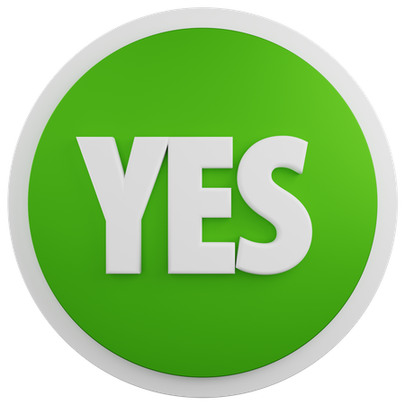 Yes Green Button  3D Illustration