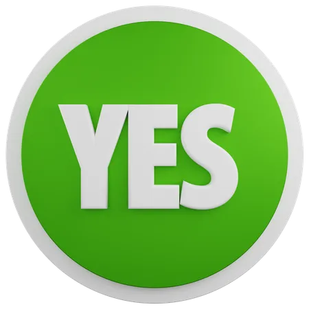 Yes Green Button 3D Illustration
