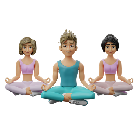 Yoga Class  3D Illustration