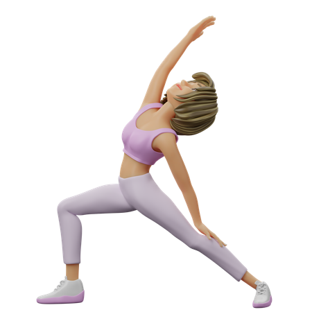 Yoga Girl faisant la pose du guerrier  3D Illustration