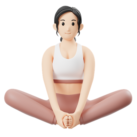 Yoga Girl doing Baddha Konasana pose  3D Illustration