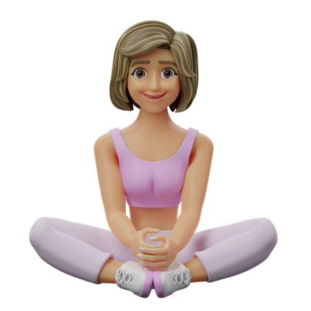 Yoga Girl Doing Butterfly Pose  3D Illustration
