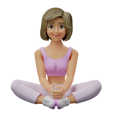 Yoga Girl Doing Butterfly Pose  3D Illustration