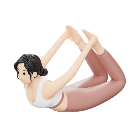 Yoga Girl doing Dhanurasana  3D Illustration