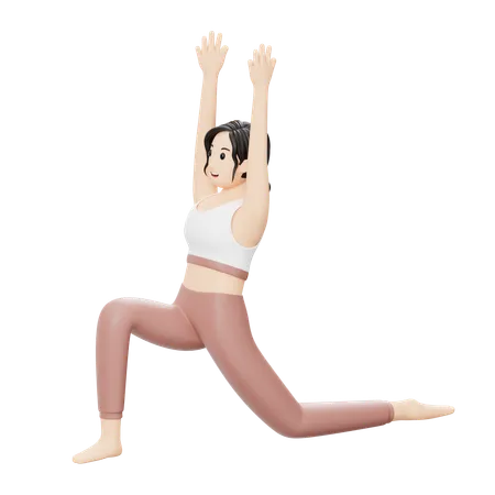 Yoga Girl doing Low pose  3D Illustration