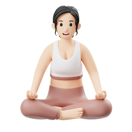 Yoga Girl doing Meditation  3D Illustration