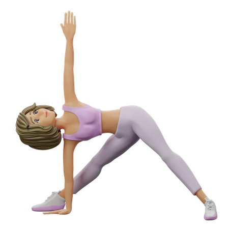 Yoga Girl Doing Triangle Pose  3D Illustration