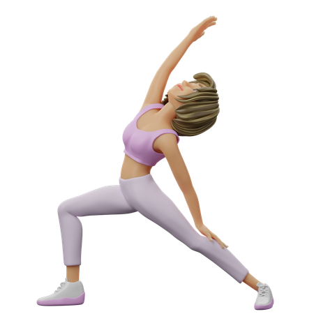 Yoga Girl Doing Warrior Pose  3D Illustration