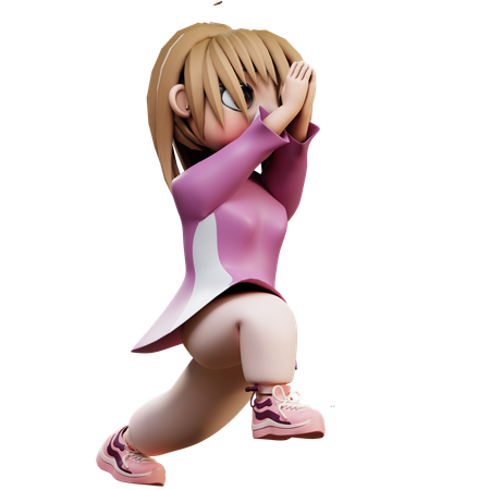 Yoga Girl Doing Yoga  3D Illustration