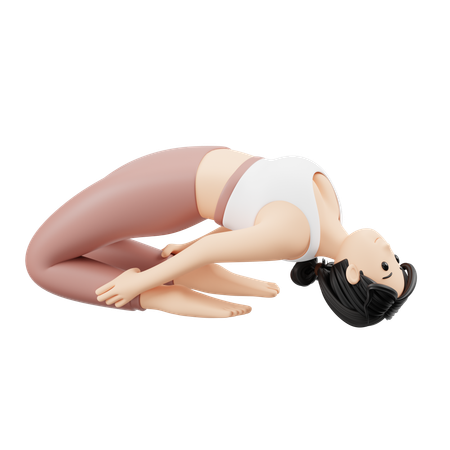 Yoga Girl faisant la pose de Laghu Vajrasana  3D Icon