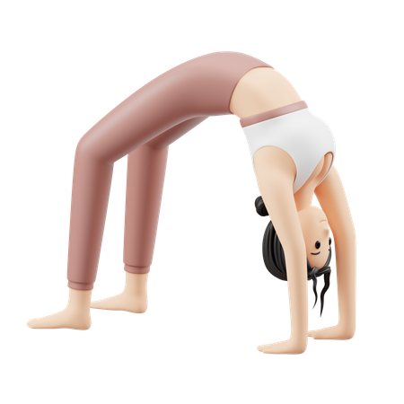 Yoga-Mädchen macht Chakrasana  3D Illustration