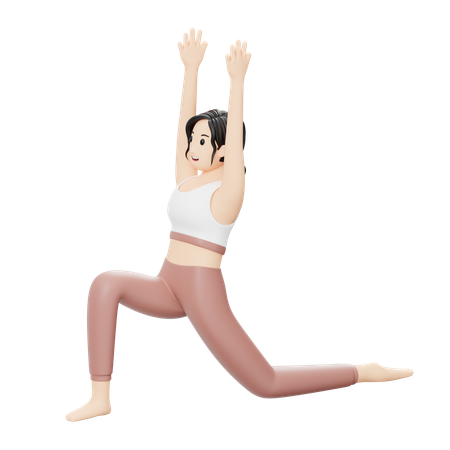 Yoga-Mädchen in niedriger Pose  3D Illustration