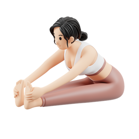 Yoga-Mädchen macht Paschimottanasana  3D Illustration