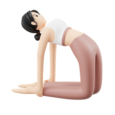 Yoga-Mädchen macht Ustrasana-Pose  3D Illustration