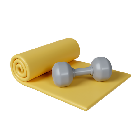 Yoga Mat With Dumbbell  3D Icon