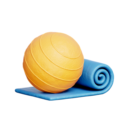 Yoga Mat with Fitness Ball  3D Icon