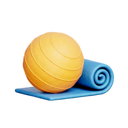 フィットネスボール付きヨガマット  3D Icon