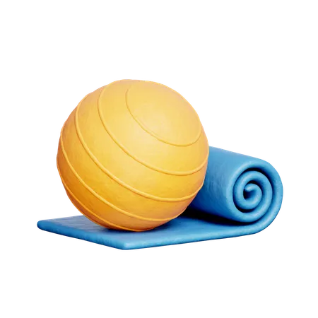 Yoga Mat with Fitness Ball  3D Icon