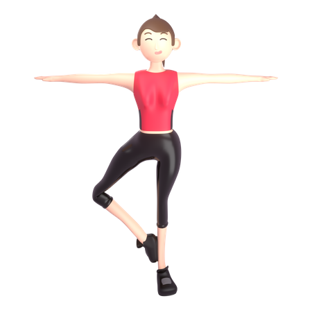 Yoga trainer doing yoga 3D Illustration