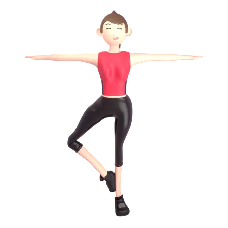 Yogatrainerin macht Yoga  3D Illustration
