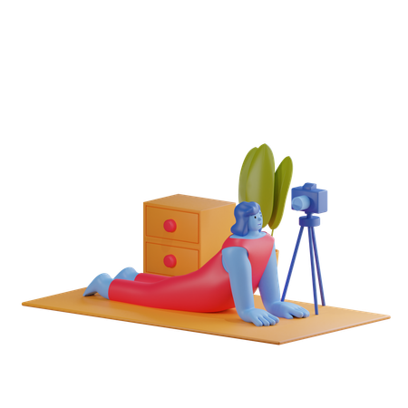 Yoga Vlogger  3D Illustration