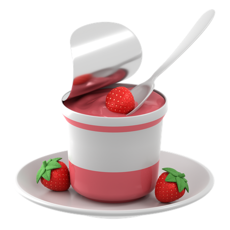 Yogurt de fresa  3D Icon