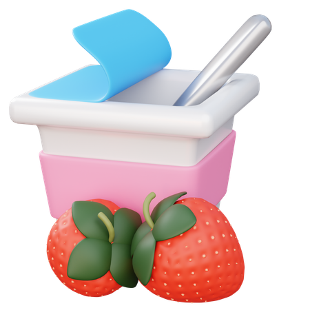 딸기 요거트  3D Icon