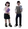 Young boy and girl student