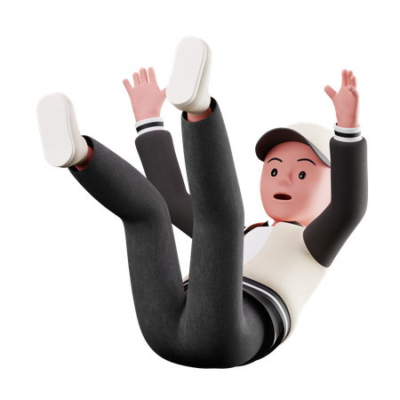 Young Boy Character Falling From Sky  3D Illustration