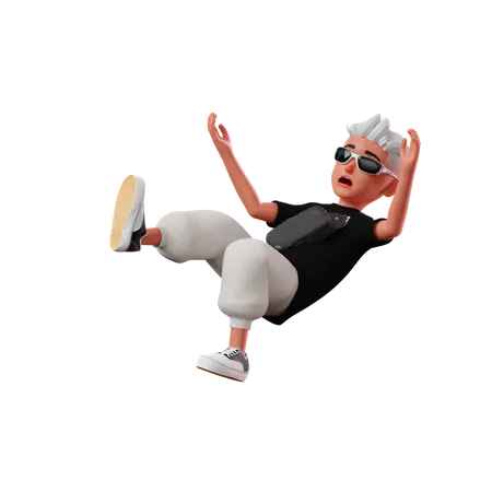 Young Boy Character Falling From Sky  3D Illustration